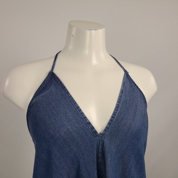 Love Stitch Dark Blue Chambray Halter Dress Size S/M NWT - Picture 2 of 11